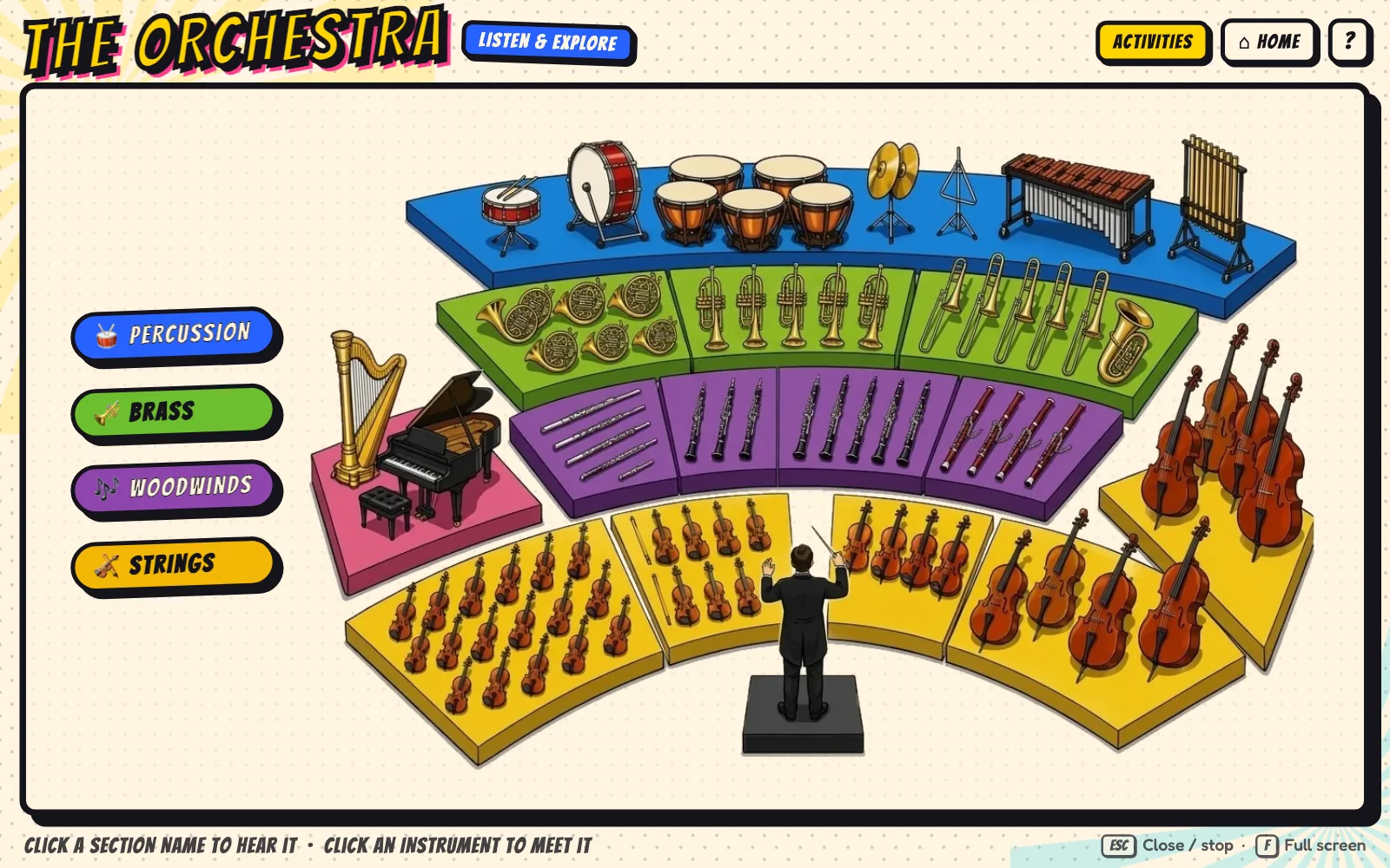 The Orchestra's illustrated seating plan